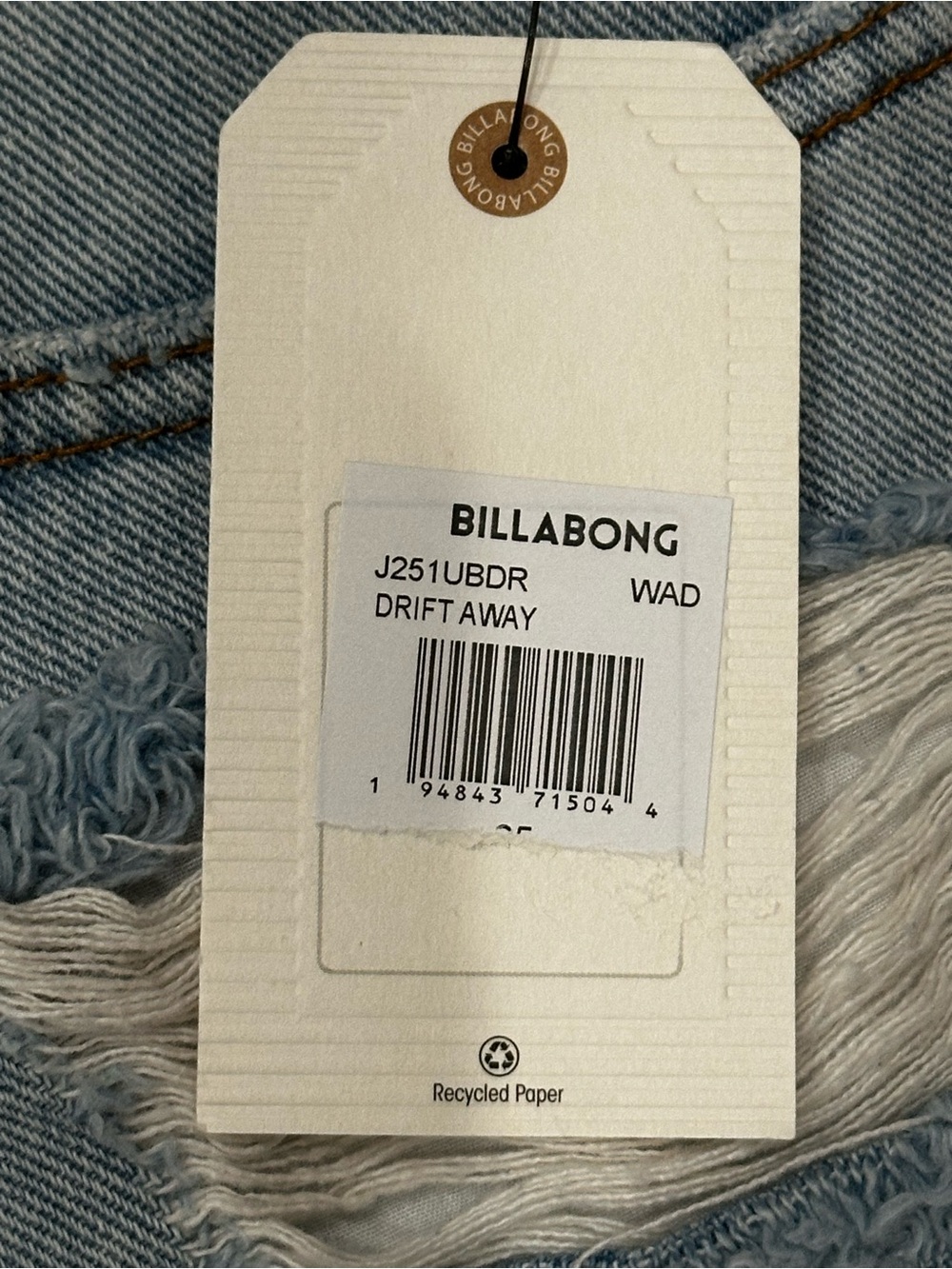 NEW Billabong Drift Away Shorts Light Wash Frayed Hem & Distressed Denim Size 25 - Picture 7 of 11